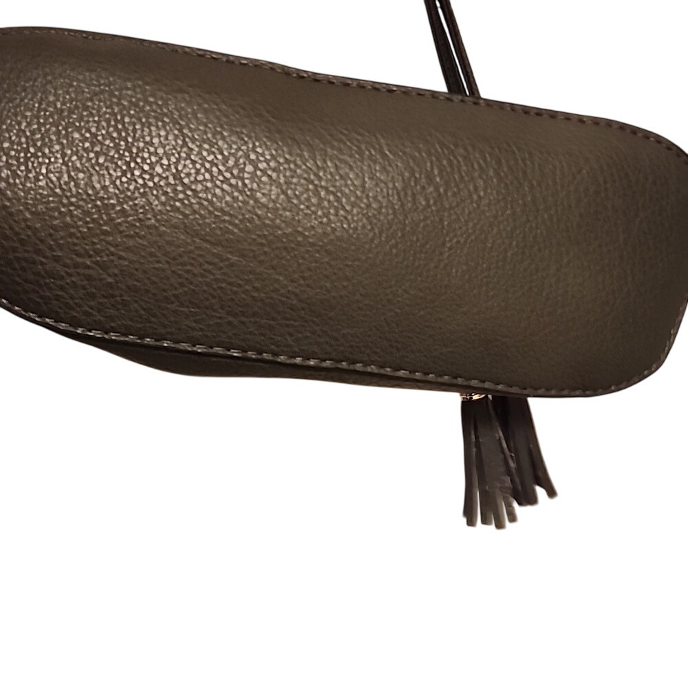 Crossbody Bag Small Gray Pebbled Faux Leather Travel Neutral Capsule - Picture 11 of 15